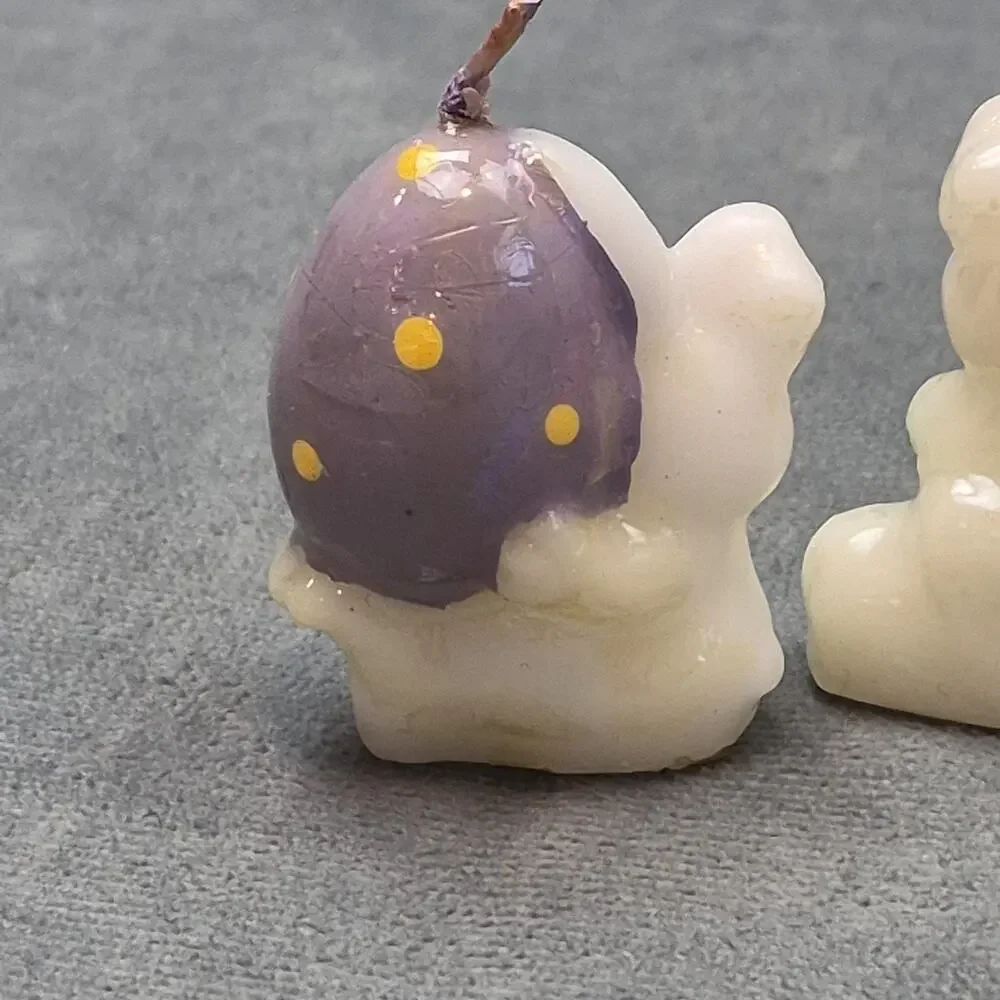 RUSS Lot of 6 Vintage Easter Bunny Wax Mini Candles Unused 2